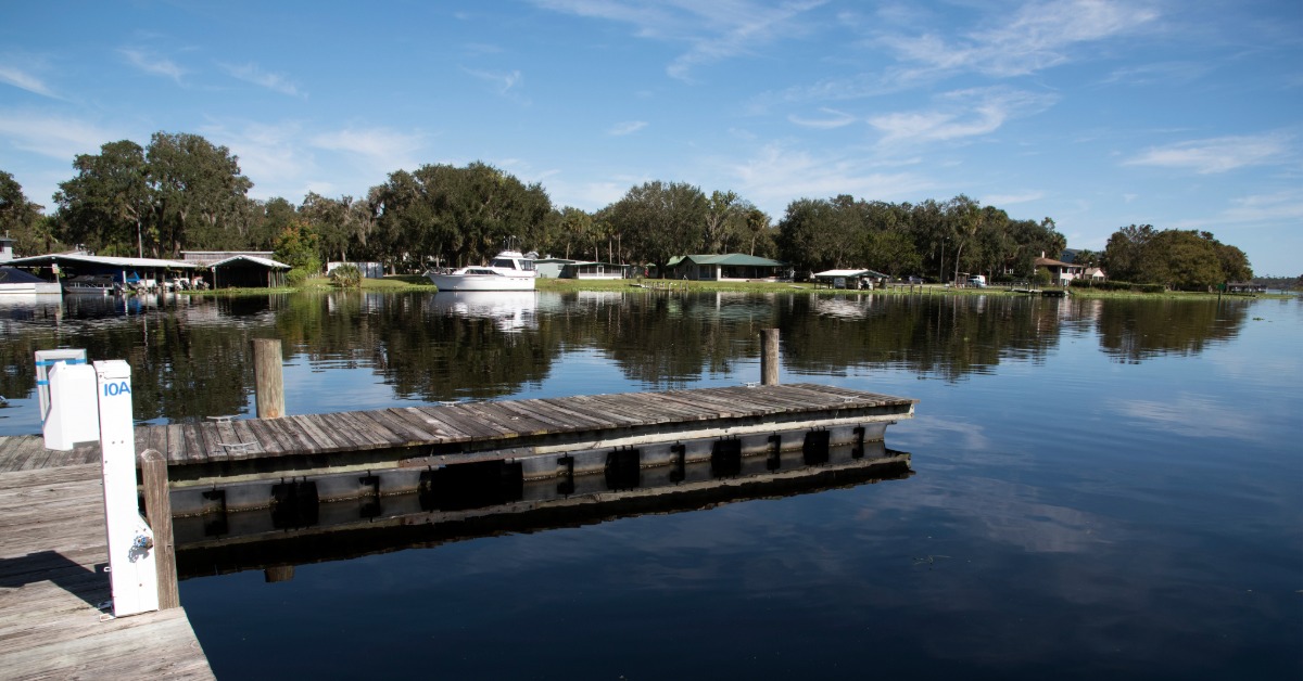 Aerial view of the St. Johns River shoreline near the rental