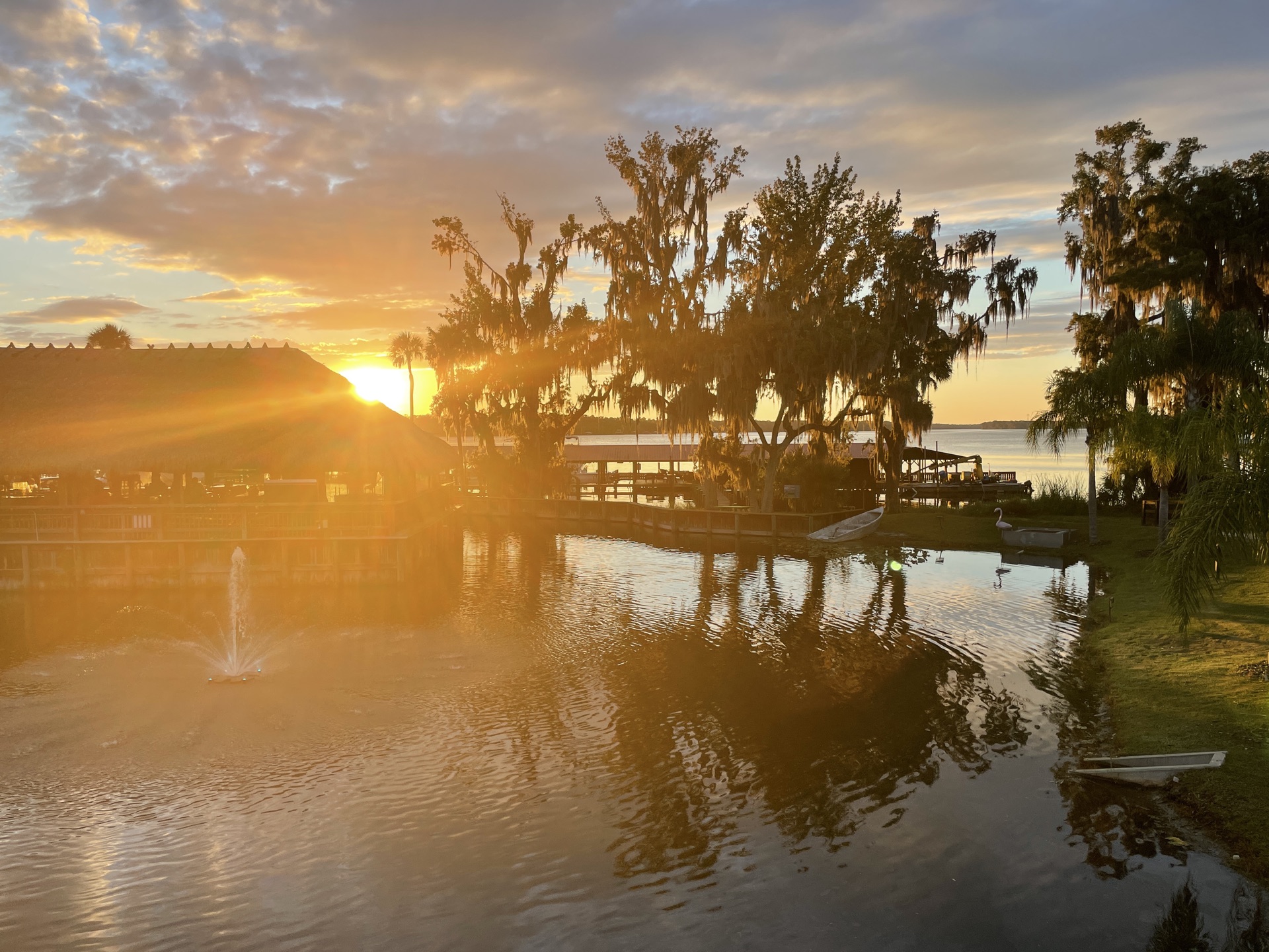 Sunset over the dock on the St. Johns River, Welaka